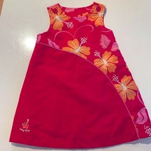 3T Baby Gap Red Hibiscus Flower Hawaiian Print A-line Dress
